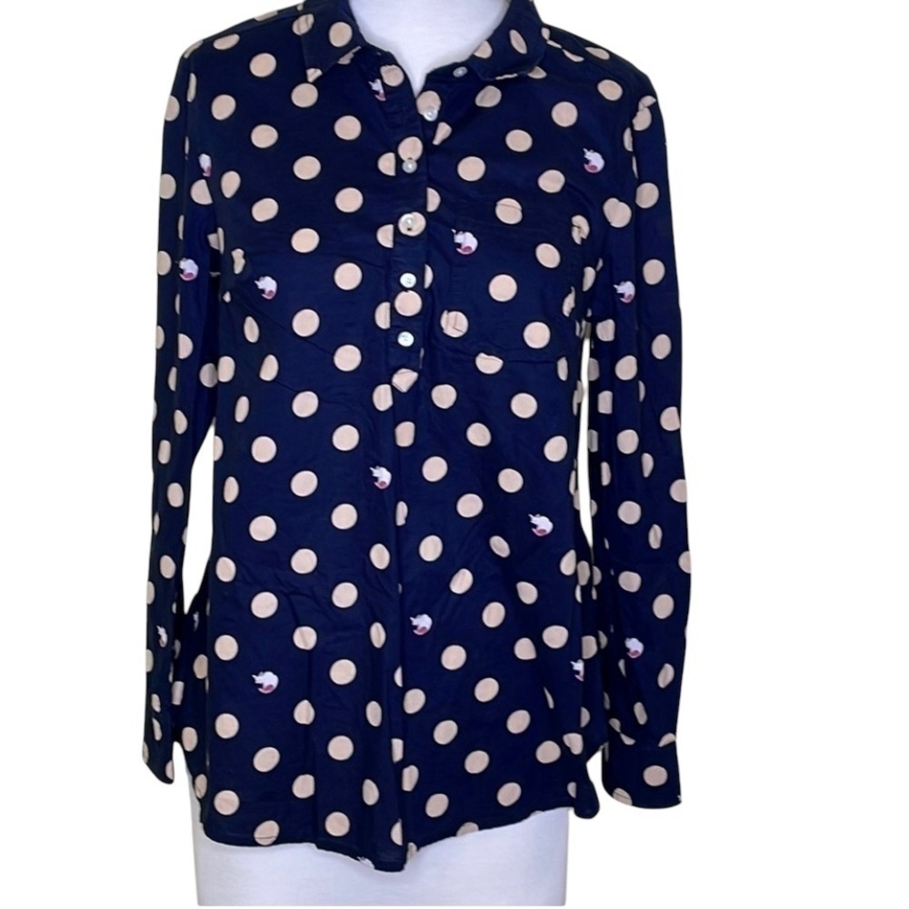 Gap Maternity Fitted Boyfriend Polka Dotted Fox Top Size S